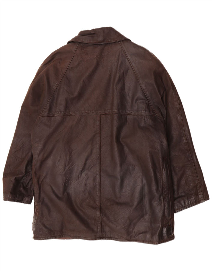 Jaqueta de couro masculina vintage folgada Reino Unido 36 pequena marrom
