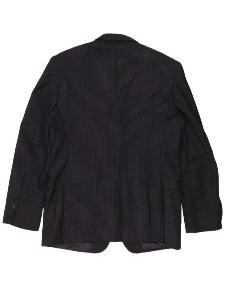 Jaqueta blazer masculina Ferre com 3 botões IT 54 2XL azul marinho listrado lã virgem