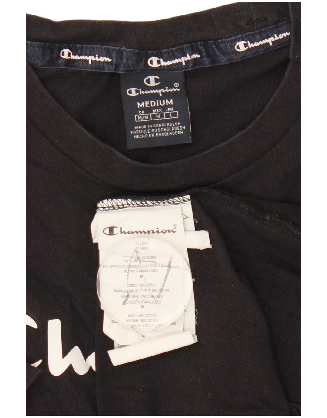 Camiseta gráfica masculina CHAMPION Top médio algodão azul marinho
