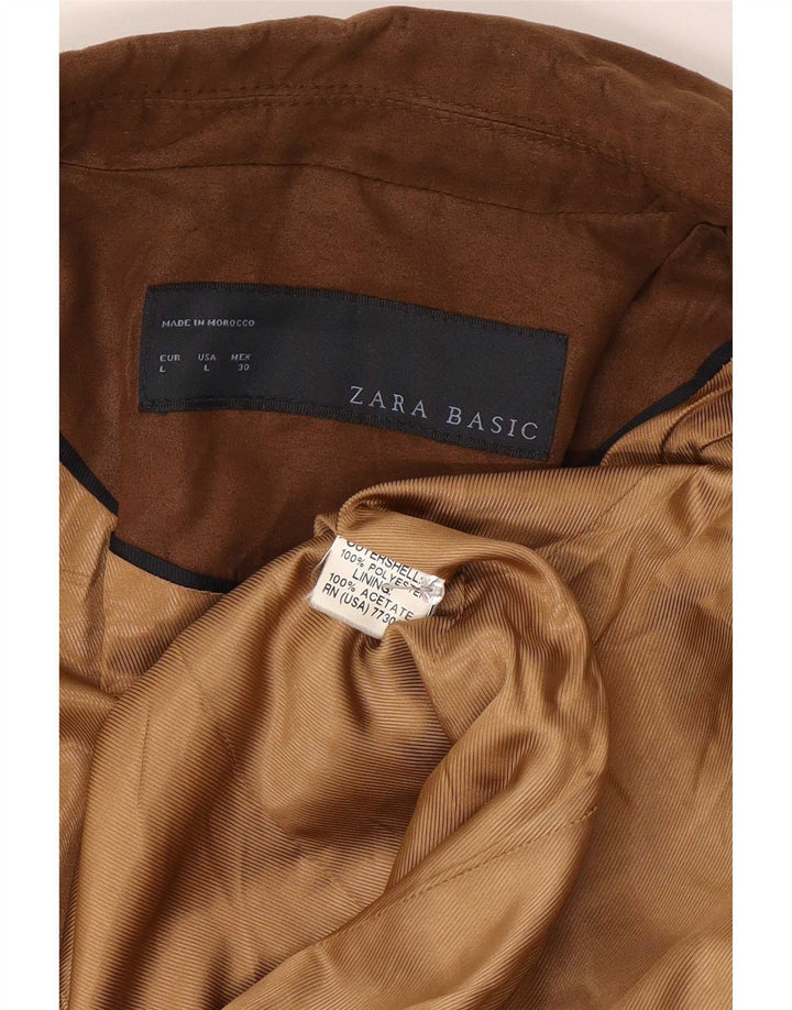 Jaqueta blazer feminina Zara com 1 botão Reino Unido 14 grande poliéster marrom