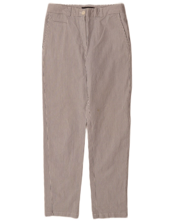 Calça chino feminina Marks & Spencer UK 8 pequena W28 L30 risca de giz branca