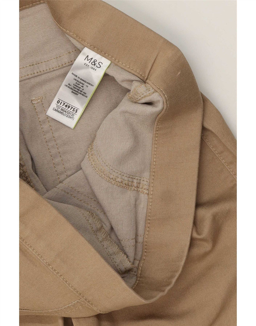 Jeans Marks & Spencer curtos femininos UK 12 médio W30 L26 cáqui