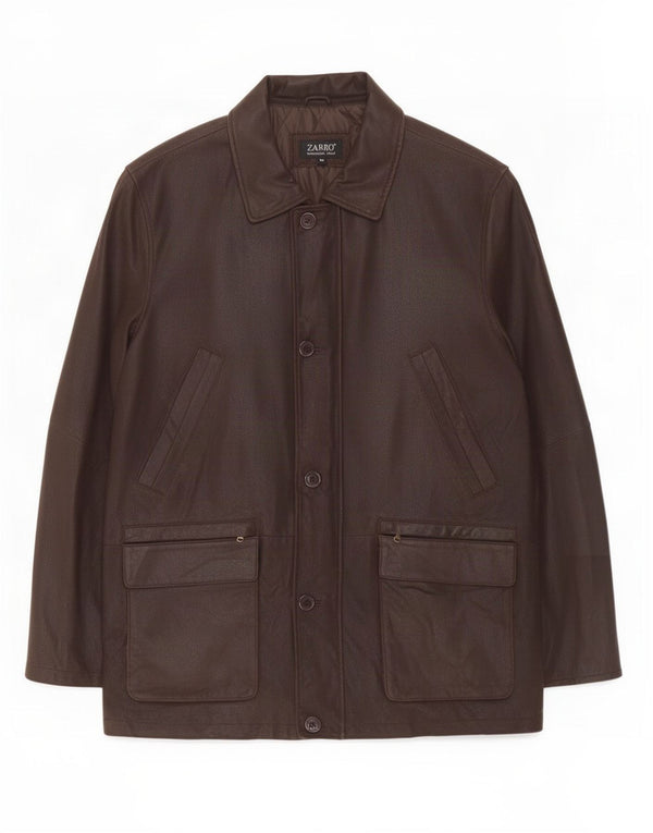 Casaco corta-vento masculino de couro Zarro IT 54 2XL marrom