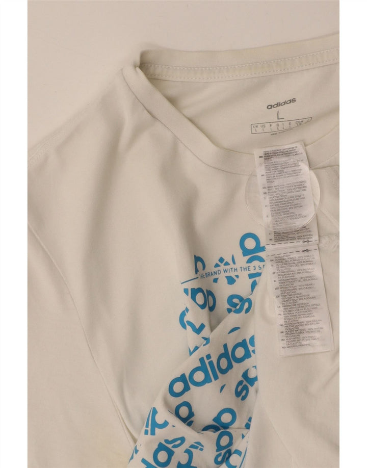 ADIDAS Mens Graphic T-Shirt Top Grande Algodão Branco