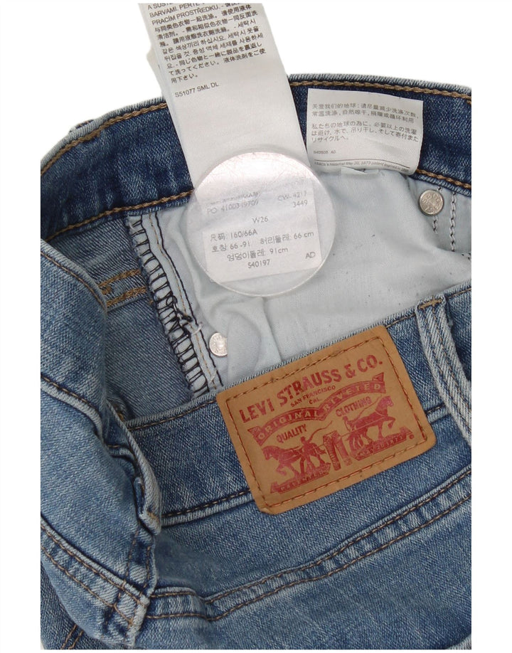 Shorts jeans feminino Levi's W26 pequeno algodão azul