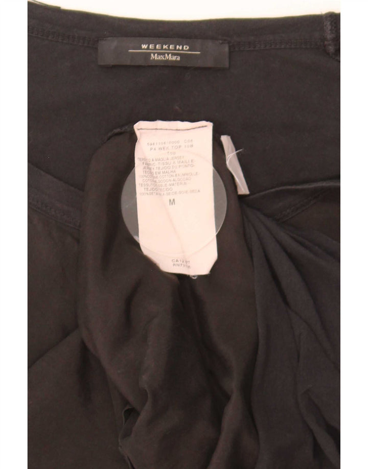 Camiseta feminina de fim de semana Max Mara UK 12 algodão preto médio