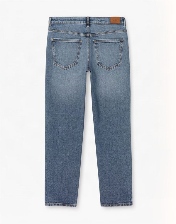 Calça jeans reta feminina Zara EU 44 XL W34 L28 azul algodão