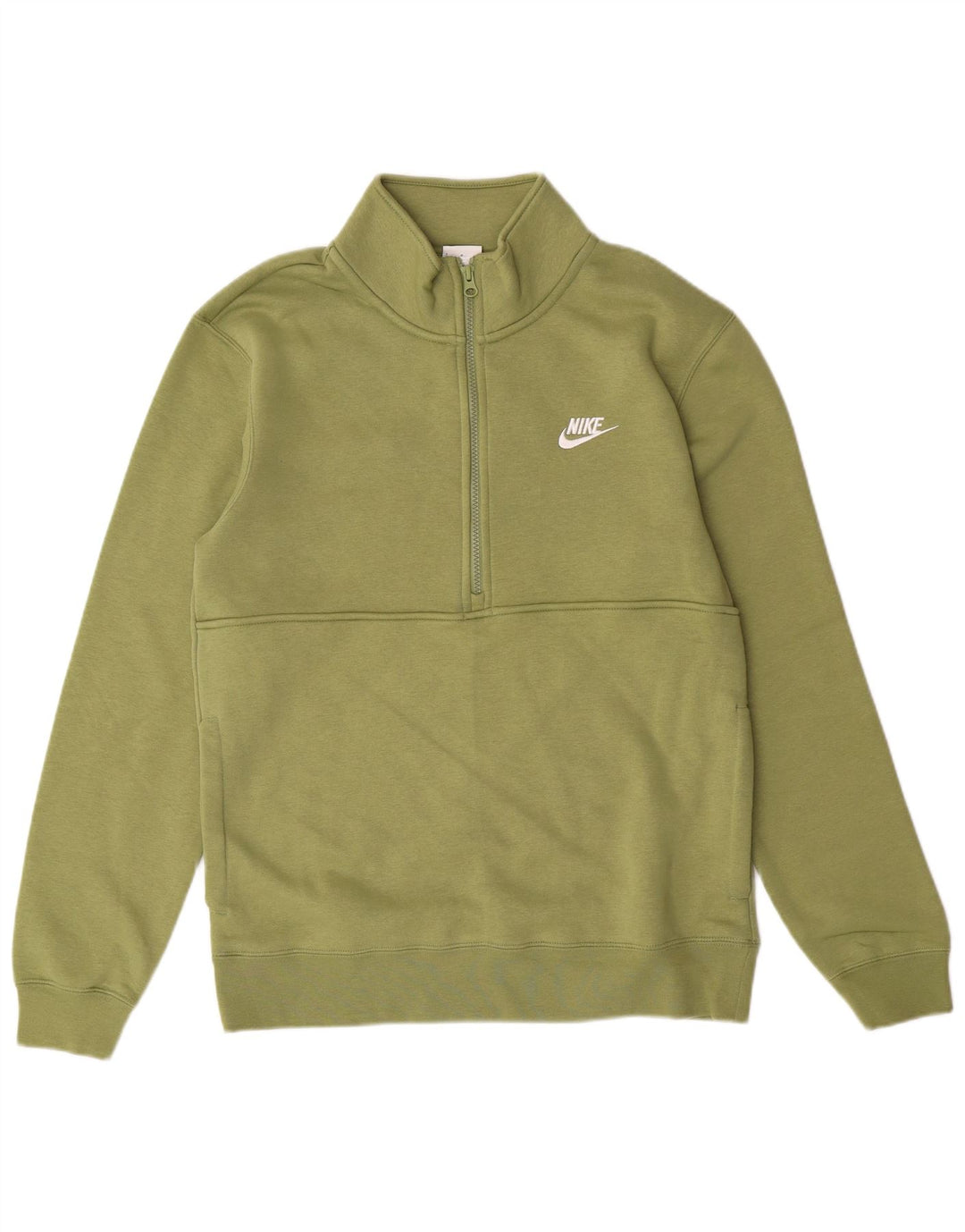 NIKE Mens Zip Neck Moletom Jumper Pequeno Algodão Verde