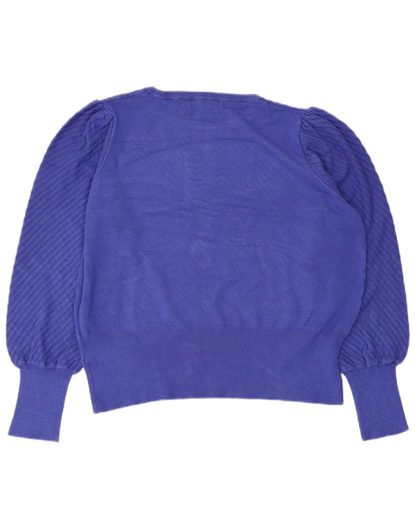 Suéter feminino Marks & Spencer com gola redonda e gola redonda UK 20 2XL azul viscose