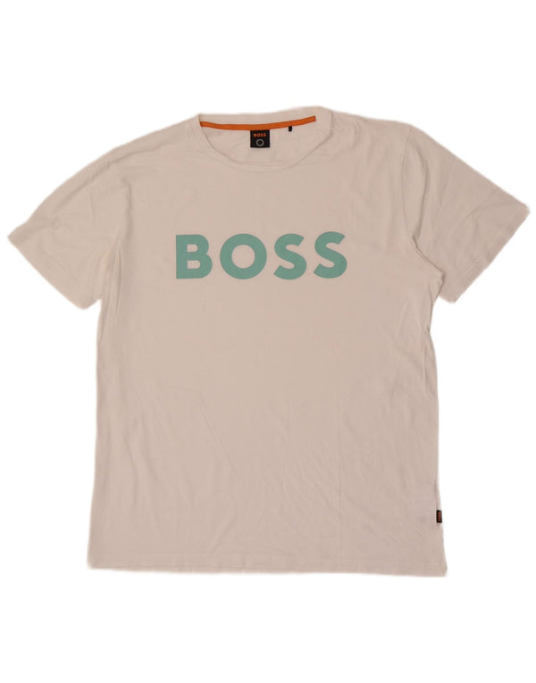 Camiseta gráfica masculina Hugo Boss Top XL algodão branco
