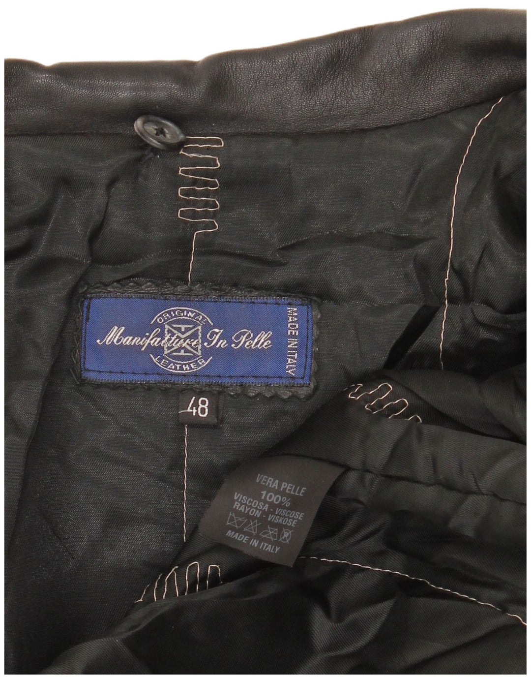 Casaco de couro superdimensionado feminino vintage IT 48 XL couro preto
