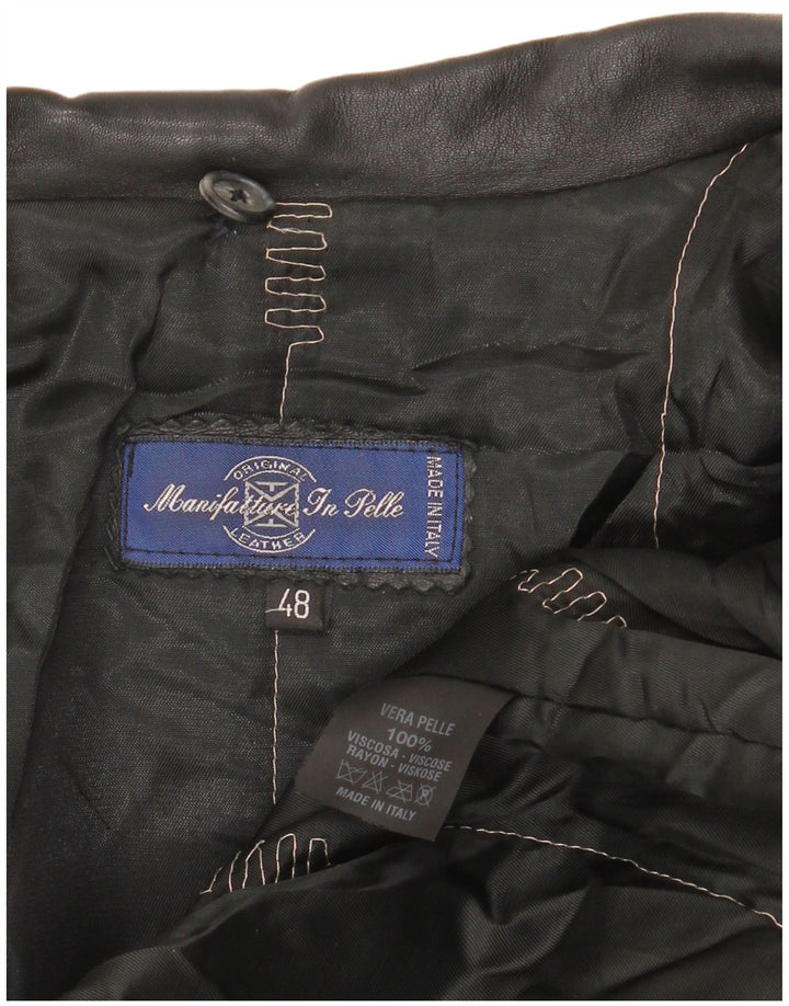 Casaco de couro superdimensionado feminino vintage IT 48 XL couro preto