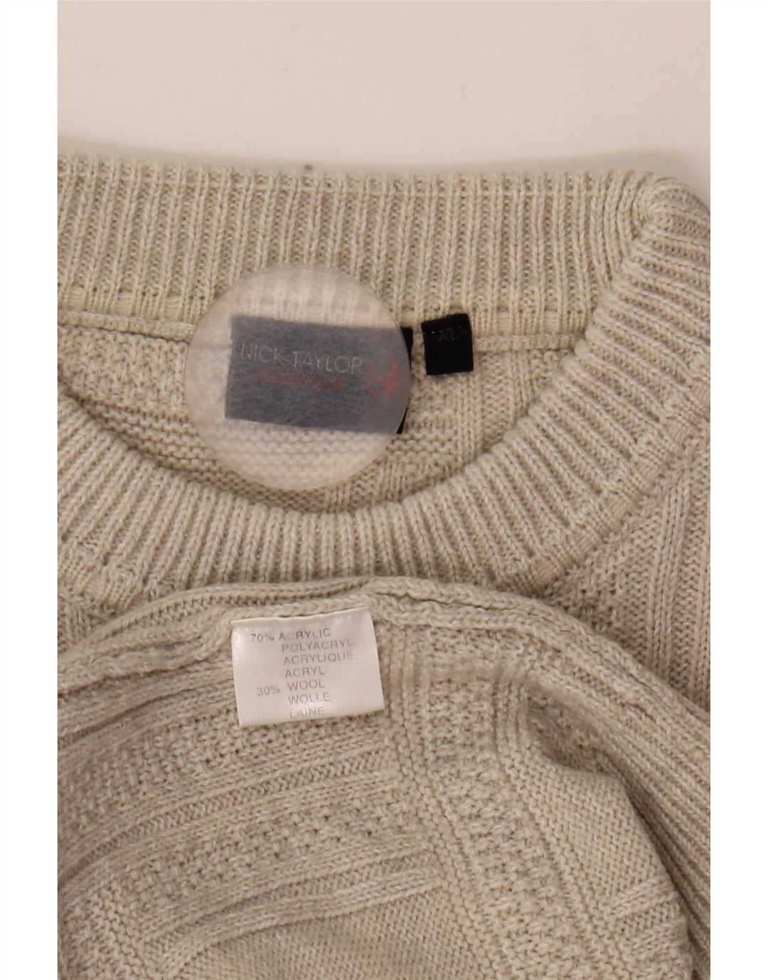 Suéter masculino Nick Taylor com gola redonda XL cinza acrílico