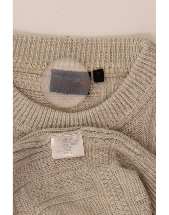 Suéter masculino Nick Taylor com gola redonda XL cinza acrílico