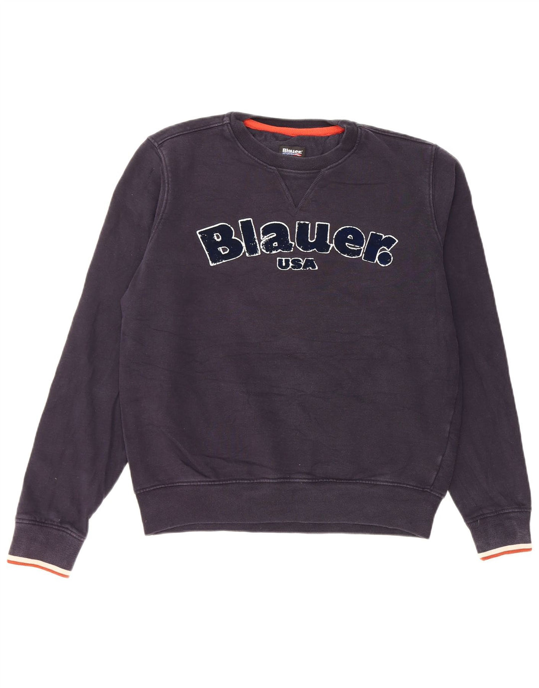 Suéter gráfico Blauer Boys 13-14 anos grande algodão azul marinho