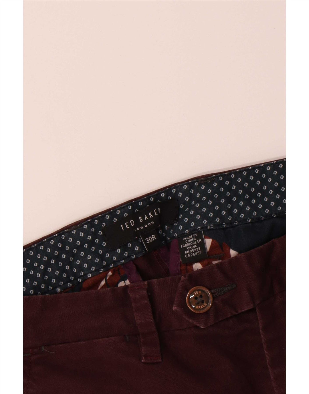 Calça masculina Ted Baker Slim Suit W30 L31 algodão marrom