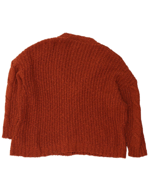 Suéter cardigã feminino grande Joe Browns Reino Unido 18 XL marrom acrílico