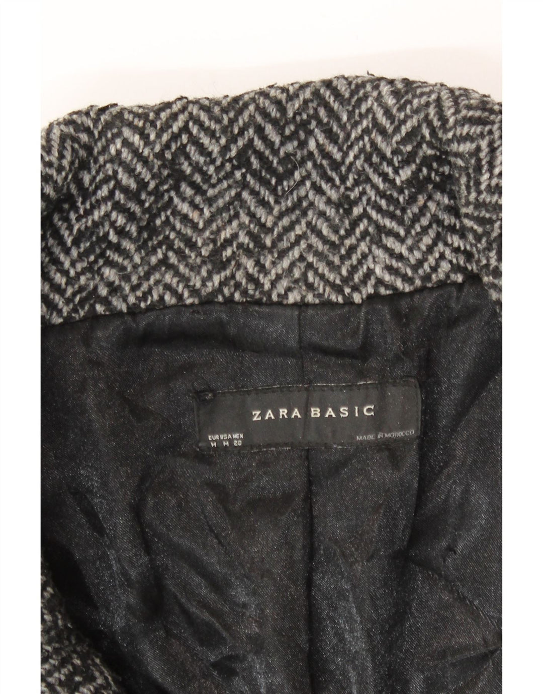 Sobretudo feminino Zara UK 14 espinha de peixe cinza médio