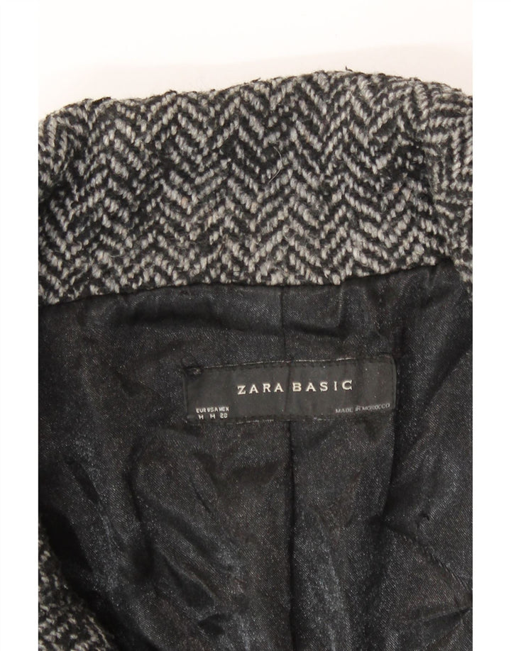 Sobretudo feminino Zara UK 14 espinha de peixe cinza médio