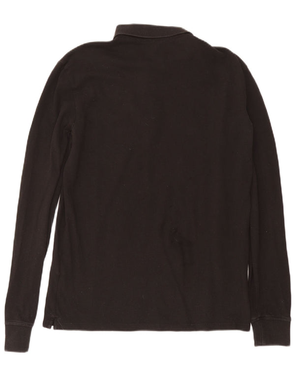 Camisa polo masculina Superdry de manga comprida de algodão preto médio