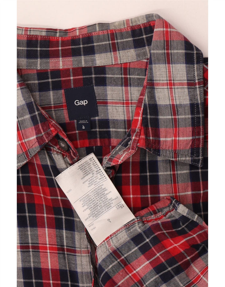 Camisa masculina de flanela Gap grande algodão xadrez vermelho