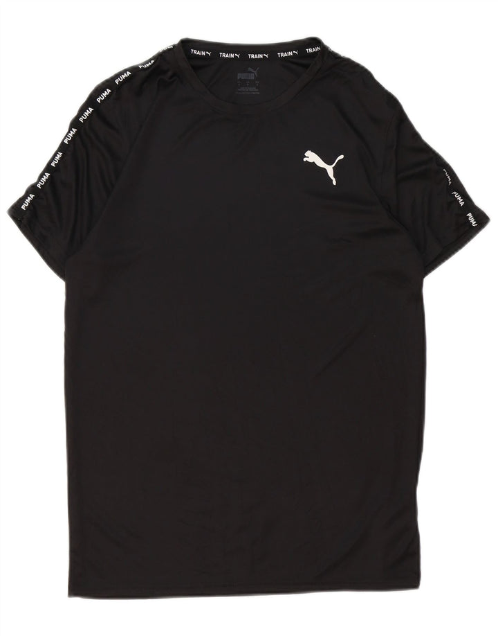 Camiseta masculina PUMA com estampa gráfica pequena de poliéster preto
