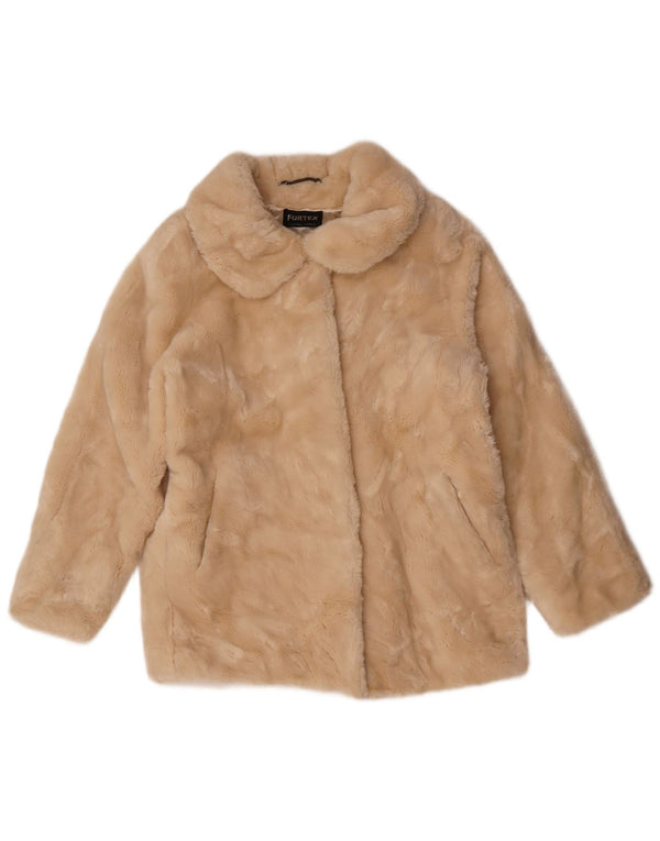 Jaqueta de pele feminina vintage UK 16 grande bege