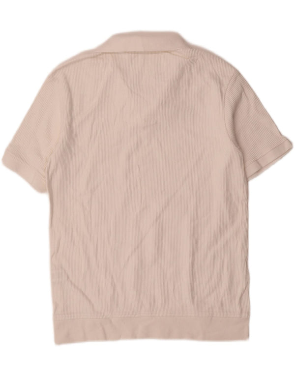 Camisa polo masculina Zara médio algodão listrado branco