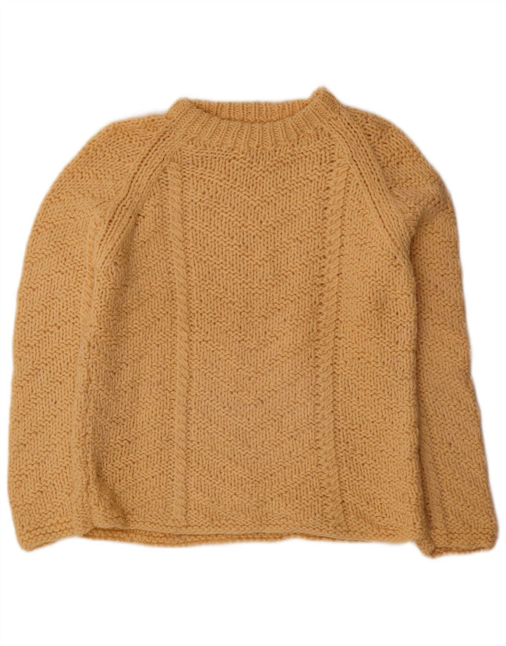 Suéter feminino vintage com gola redonda IT 42/44 lã bege médio