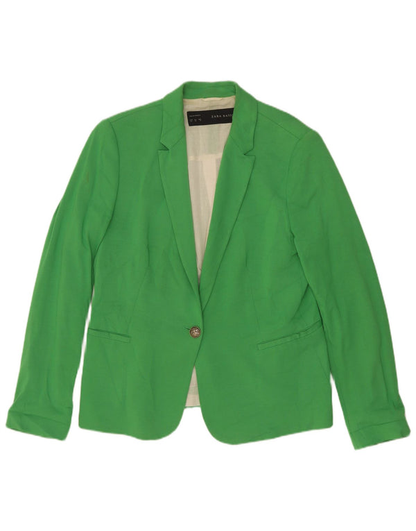 Jaqueta blazer feminina Zara com 1 botão Reino Unido 18 XL algodão verde