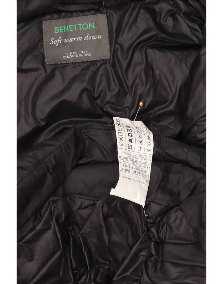 Casaco acolchoado com capuz feminino Benetton IT 44 poliéster preto médio