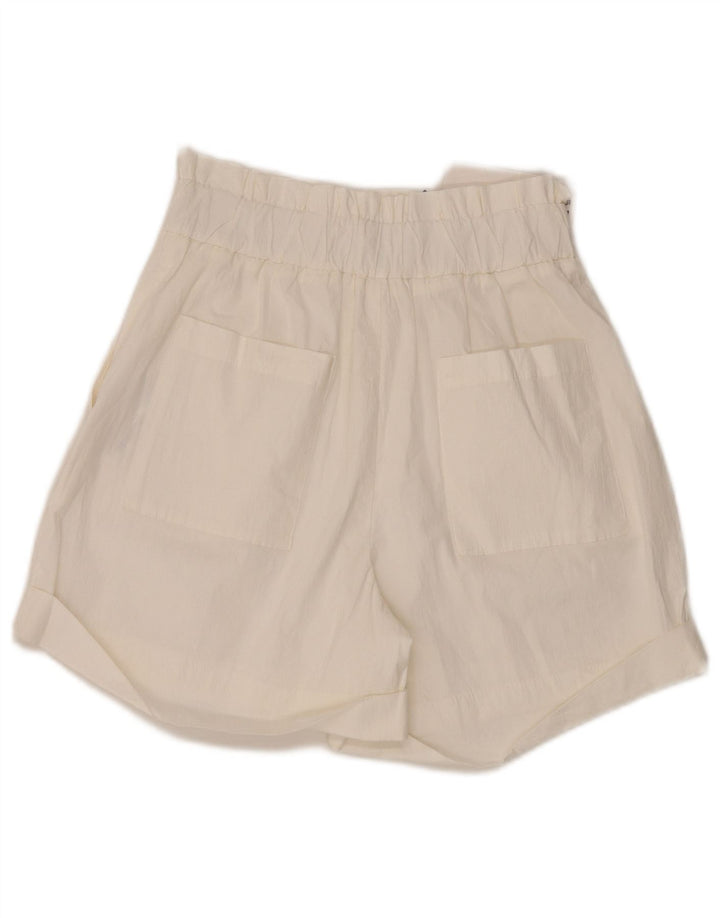 Zara Shorts feminino de cintura alta médio W28 algodão branco