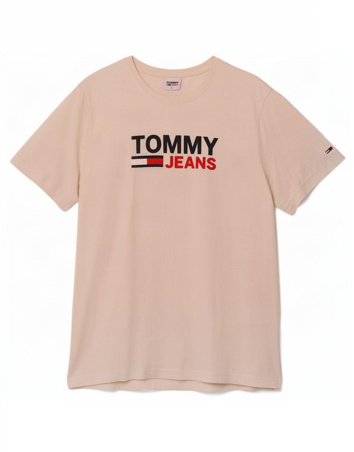 Tommy Hilfiger Camiseta masculina gráfica Top médio algodão branco