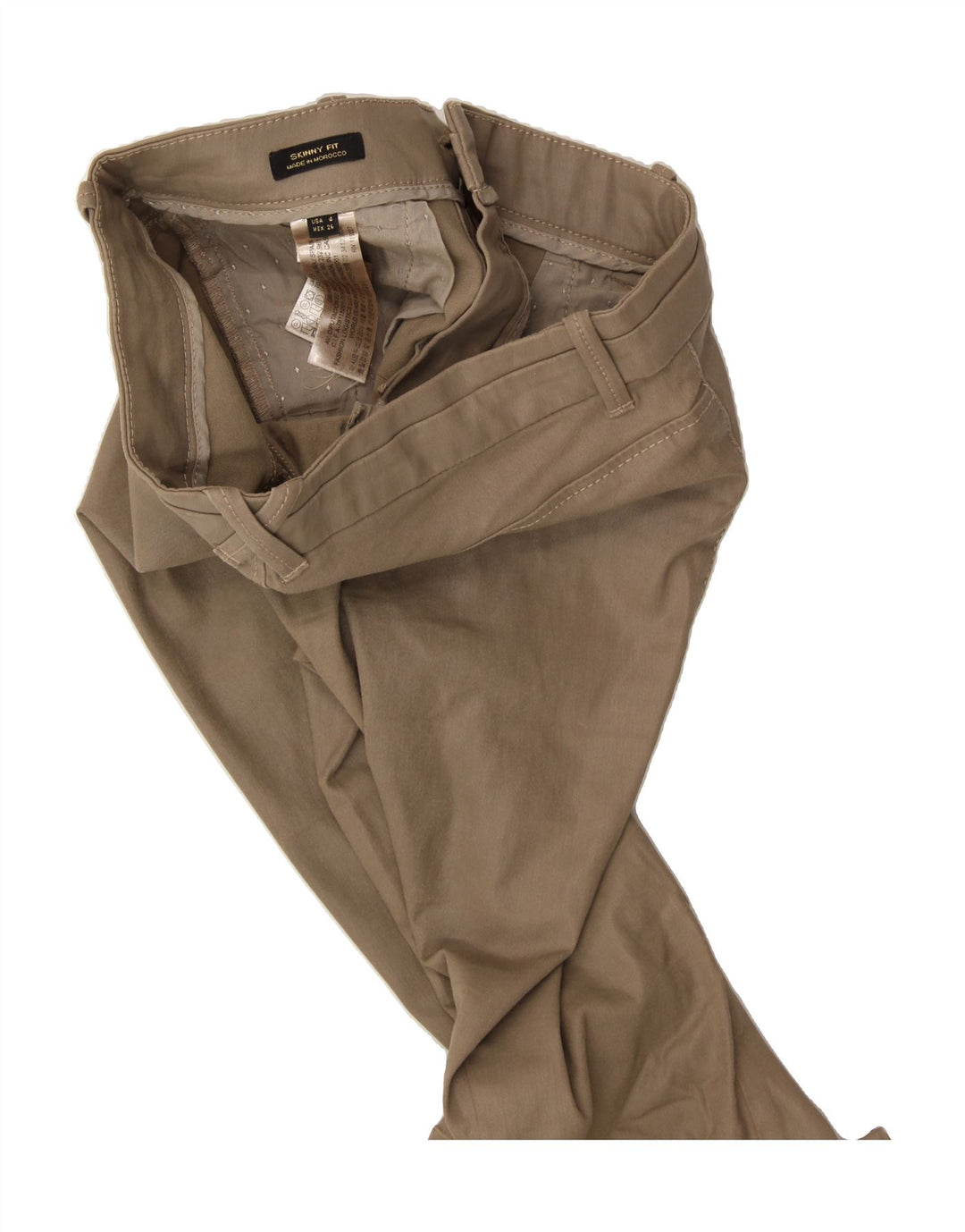 MASSIMO DUTTI Womens Skinny Chino Trousers US 4 XS W26 L28 Brown Cotton Vintage Massimo Dutti and Second-Hand Massimo Dutti from Messina Hembry 
