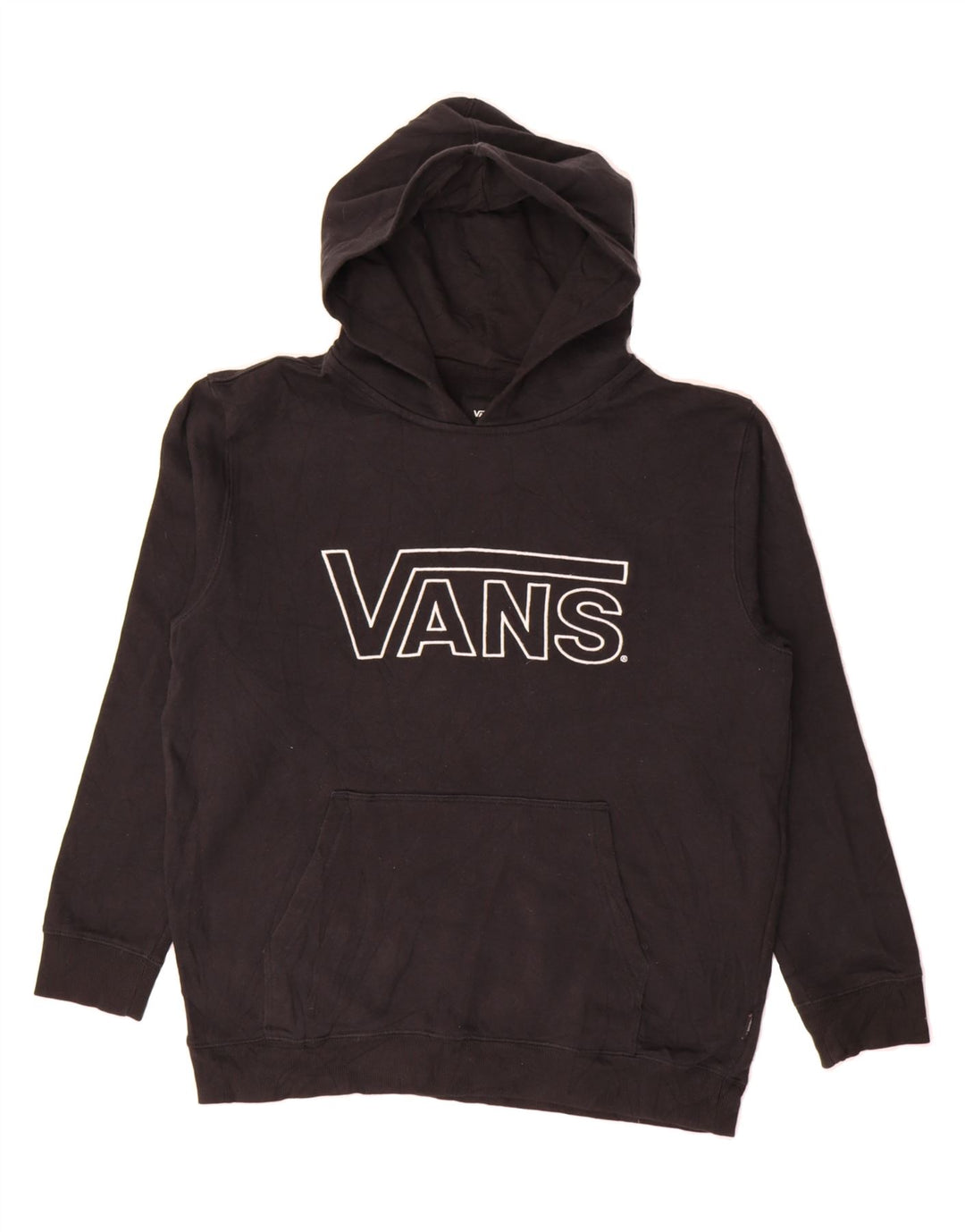 VANS Womens Graphic Hoodie Jumper UK 18 XL Black Vintage Vans and Second-Hand Vans from Messina Hembry 