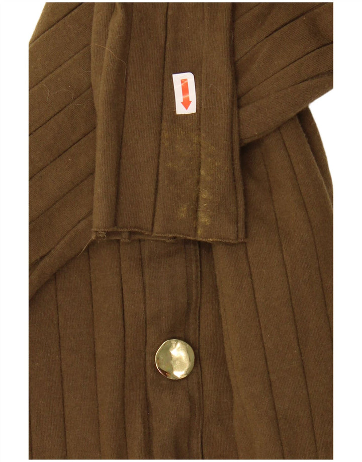 Vestido maxi feminino de manga comprida Zara UK 12 médio cáqui