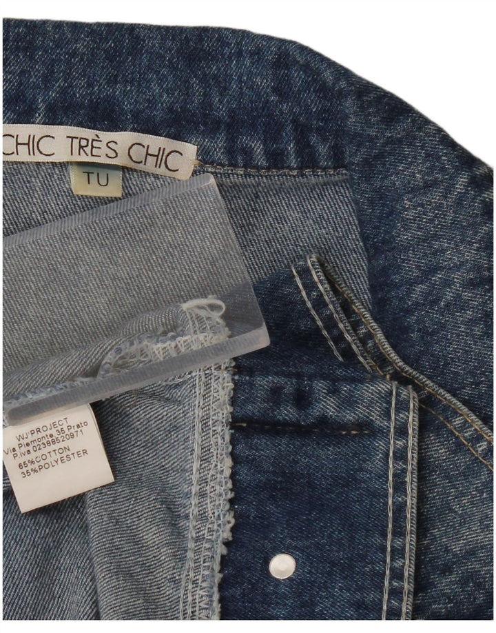 Jaqueta jeans feminina VINTAGE de grandes dimensões Reino Unido 10 algodão azul pequeno