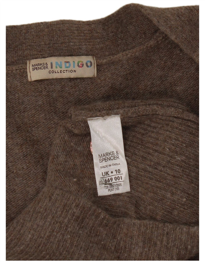 Suéter cardigã feminino Longline da Marks & Spencer Reino Unido 10 pequeno marrom viscose