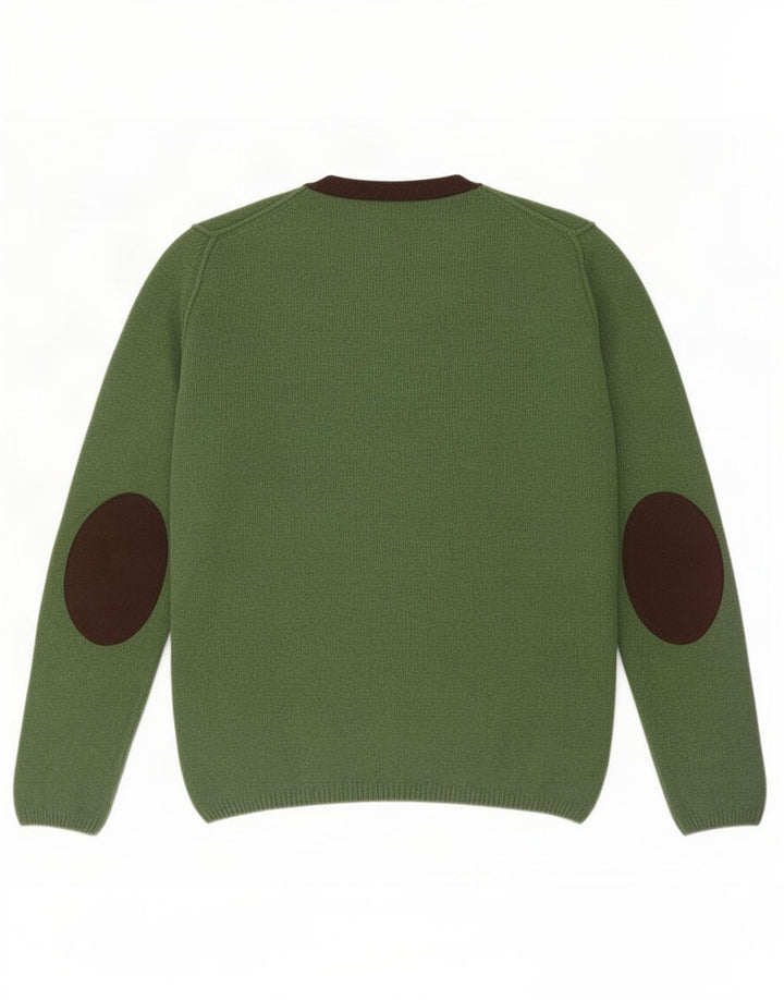 Suéter masculino Fred Perry com gola redonda, grande lã verde