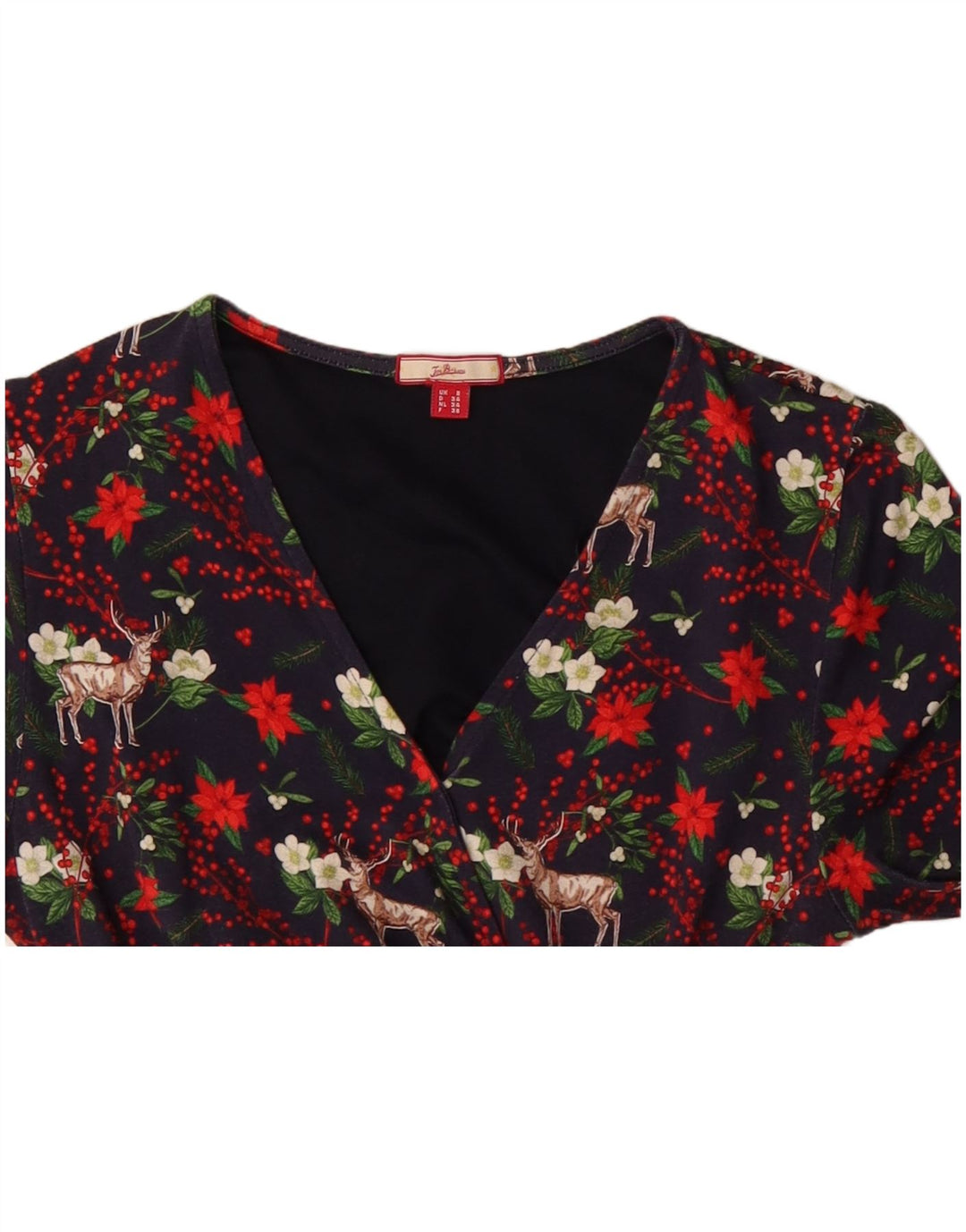 Vestido bainha feminino Joe Browns Reino Unido 8 pequeno azul marinho floral viscose