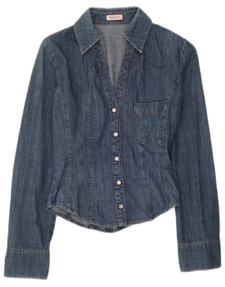 Camisa jeans feminina Max & Co. Reino Unido 8 algodão azul pequeno