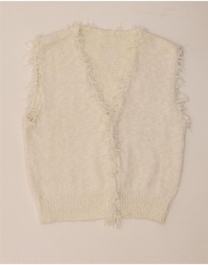 Regata feminina vintage cropped UK 10 pequena off white