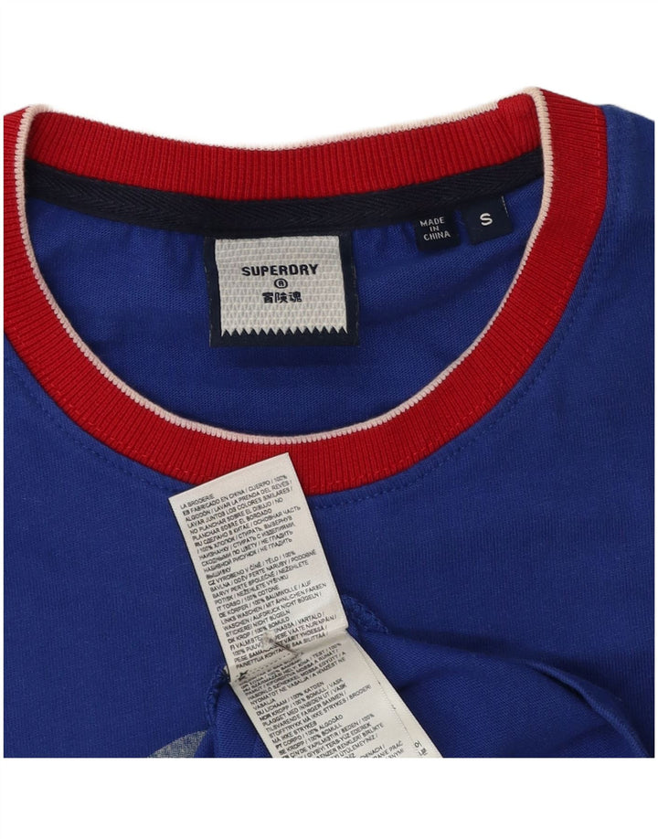 Superdry camiseta masculina gráfica top pequeno azul algodão