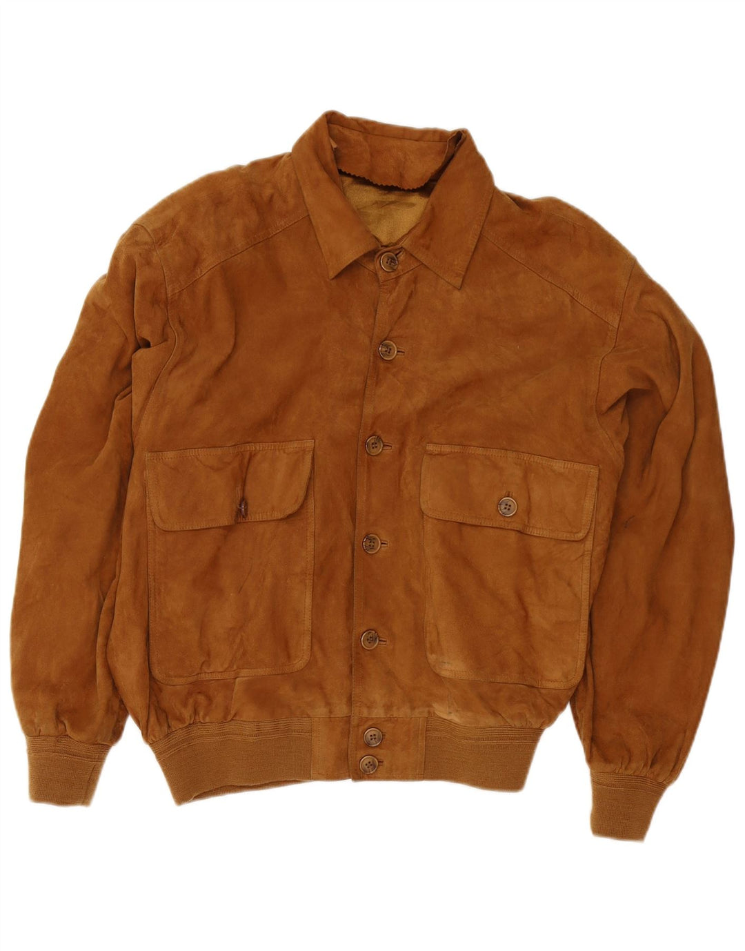 Jaqueta bomber masculina vintage de camurça Reino Unido 38 couro marrom médio