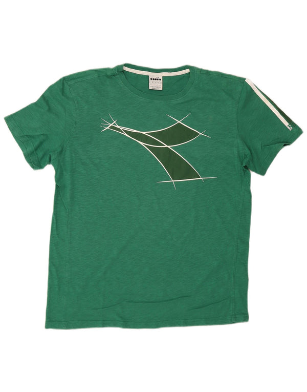 Camiseta gráfica masculina Diadora Top grande algodão verde