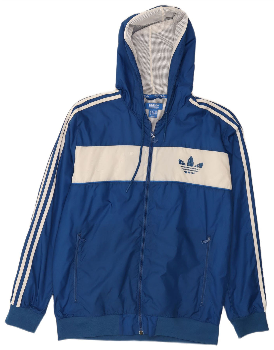 Adidas Mens Hooded Rain Jacket UK 38 Médio Azul Colourblock Nylon