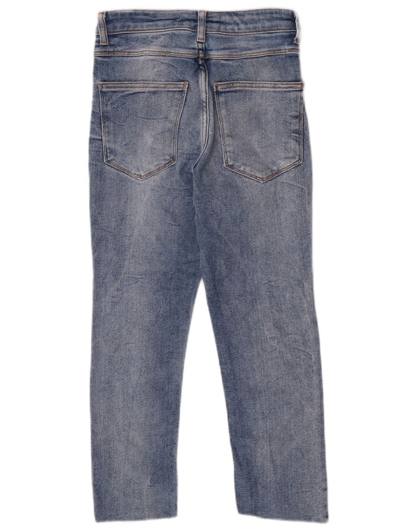 Zara Calça Jeans Feminina Capri Distressed Slim EU 36 XS W26 L22 Azul