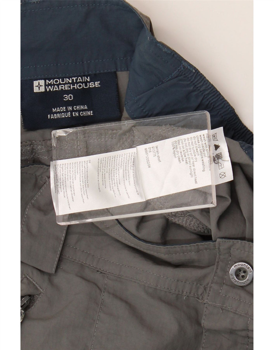 Shorts cargo masculino Mountain Warehouse W30 nylon cinza médio