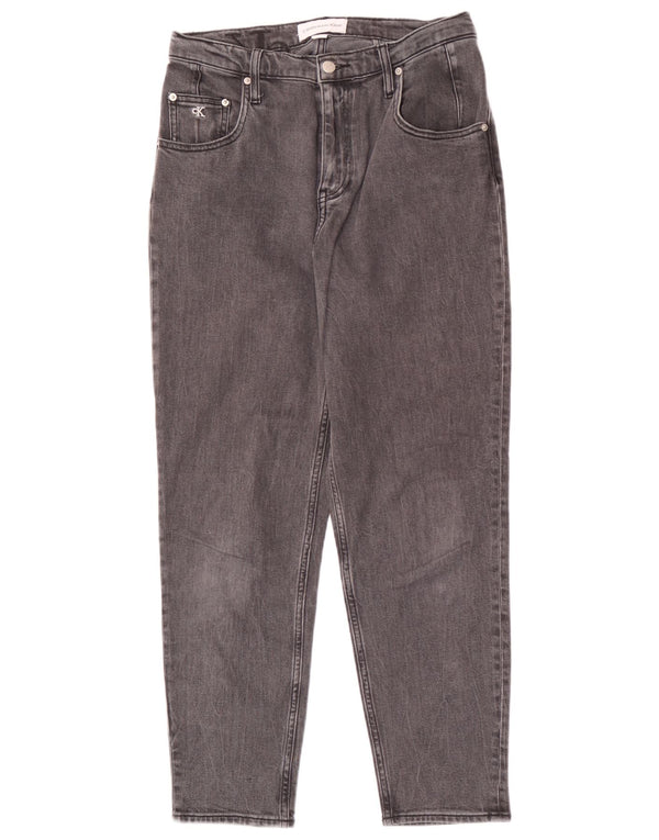 Calvin Klein Womens Graphic Tapered Jeans W29 L28 Grey Cotton