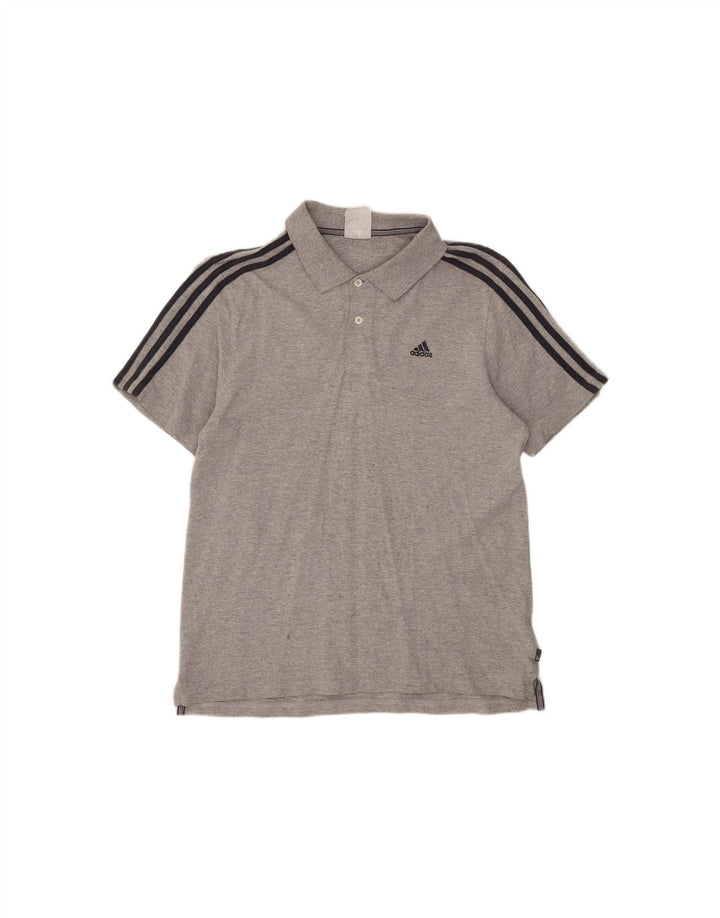 Camisa polo masculina ADIDAS algodão cinza médio
